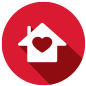 icon representing a house with a heart in it